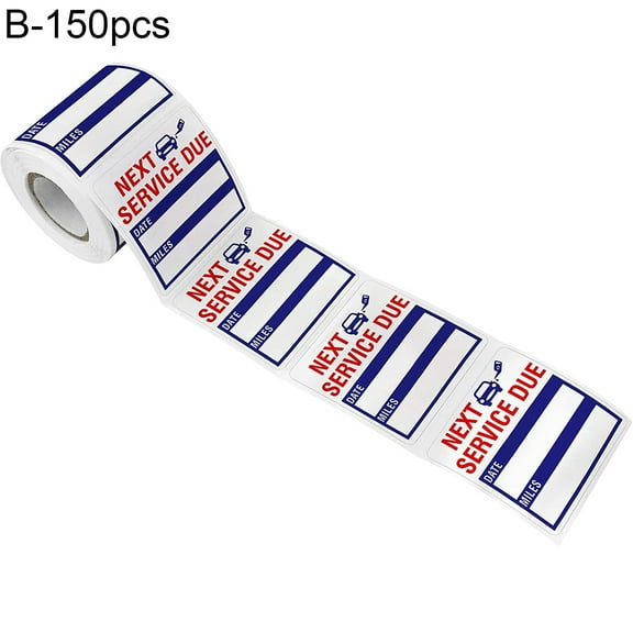 Farfi 150Pcs Car Service Sticker with Perforation Line Self-adhesive Removable No Residue Waterproof Record Car Transparent Service Expiration Sticker for Gas Stations (Blue)