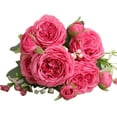 thumbnail image 1 of Farfi 1Pc 5-Head Artificial Cloth Rose Home Party Bridal Home Wedding Table Decoration (Rose Red), 1 of 13