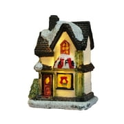 Farfi 1Set Christmas House Figurine Micro Landscape Luminous Design Resin Creative Resin LED Light House Wedding Decoration (Type E)