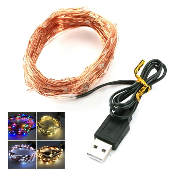Farfi 2/5/10m Waterproof Copper Wire 5V USB LED Fairy String Light Wedding Party Decor (Warm White,2M)