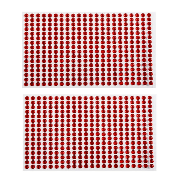 Farfi 2 Sheets Acrylic Rhinestone Decals Shiny Self Adhesive Mini Phone Car Acrylic Scrapbooking Stickers for Home (Bright Red,3mm)