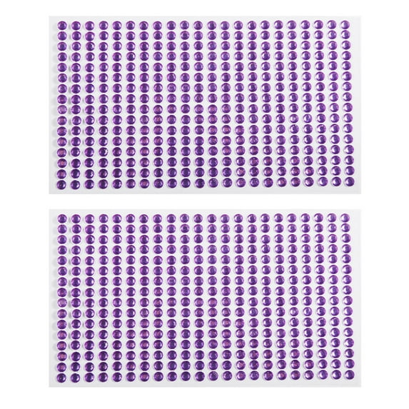 Farfi 2 Sheets Acrylic Rhinestone Decals Shiny Self Adhesive Mini Phone Car Acrylic Scrapbooking Stickers for Home (Light Purple,3mm)