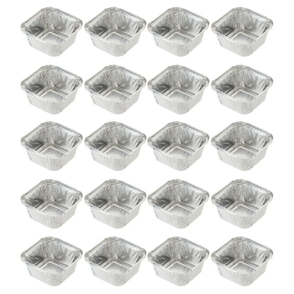 Farfi 20Pcs Cupcake Cups Food Grade Non-Stick Eco-friendly Heat-Resistant Waterproof Aluminum Foil Cupcake Cups Baking Liners Home Supplies (Square)