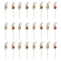 Farfi 24Pcs Cake Toppers Cartoon Bunny Pattern Happy Easter Rabbit Festival Cake Decorating Sticks for Restaurant (Type A)