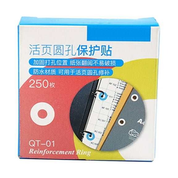 Farfi 250Pcs Paper Repair Sticker DIY Mini Self-Adhesive Anti-break Loose-Leaf Paper Protector Office Supplies (White)