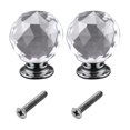 thumbnail image 1 of Farfi 2Pcs 30mm Ball Shaped Crystal Glass Zinc Alloy Base Pull Handle Knob for Cabinet (Clear), 1 of 13