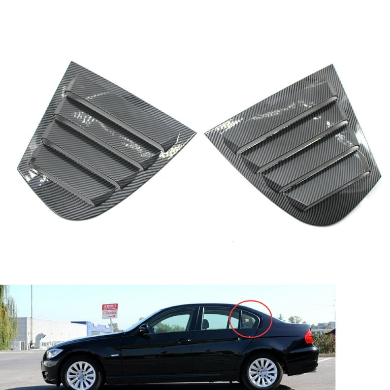 Farfi 2Pcs Carbon Grain Rear Side Window Louvers Triangular Scoops  51347060211 51347060212 for BMW 3 Series E90 09-11 