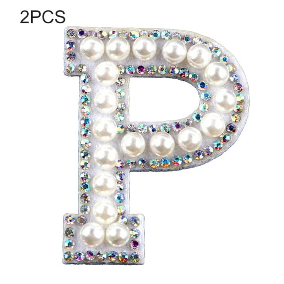 Farfi 2Pcs DIY Handmade Patch Decor Fabric Adorable English Letter Shape Patch Sticker for Bag (Style P)