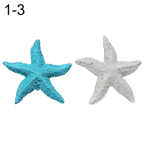 Farfi 2Pcs Fish Tank Ornament Mediterranean Resin Mini Starfish Aquarium Decoration (Blue Gray)
