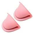 thumbnail image 1 of Farfi 2Pcs Oven Mitt Non-Slip Hanging Ring Anti-scalding Silicone Baking Heat Insulation Hand Clip Holder Kitchen Gadget (Pink), 1 of 13