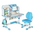 thumbnail image 1 of Farfi 2Pcs/Set Kids Study Desk Chair Set, Height Adjustable School Study Table Chair Set, Ergonomic Desk Chair with Large Writing Board, Bookshelf and Drawer (Blue), 1 of 7