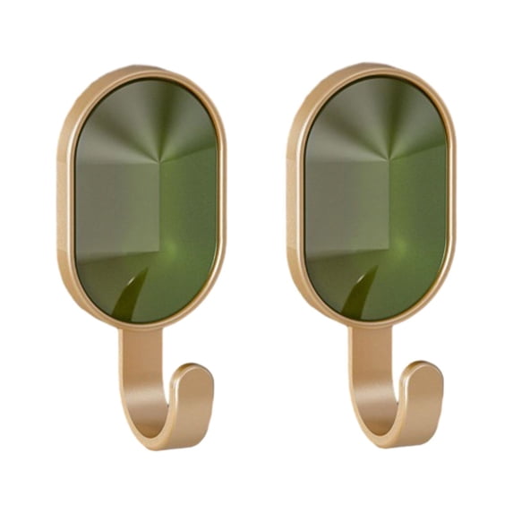 Farfi 2Pcs Storage Hook Punch-free Wall Mounted Traceless Light Luxury Door Self Adhesive Hanger Hooks Household Products (Green)