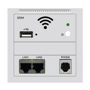 Farfi 300Mbps In-Wall AP Repeater WiFi Router Wireless RJ45 PoE USB Charging Socket (White)