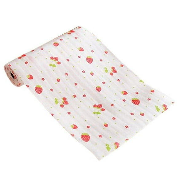 Farfi 300cm Drawer Mat Eco-friendly Moisture-proof Cute Printing Shelf Paper Cabinet Drawer Liner Table Mat for Kitchen (Strawberry)