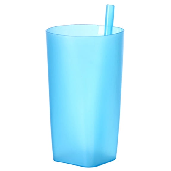Farfi 360ml/380ml Straw Cup Smooth Edge Large Capacity Leak-proof Kid Children Infant Baby Sip Cup for Students (Blue,380ML)