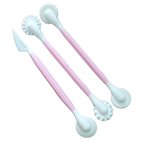Farfi 3Pcs Cake Flower Decorative Pen Fondant Carving Sculpture Modelling Baking Tool (Pink)