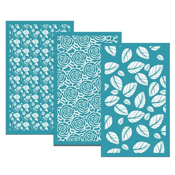Farfi 3Pcs Printing Stencils Durable Reusable Floral Animal Patterns Polymer Clay Silk Screen Stencils for Earring Jewelry Making (Type A)
