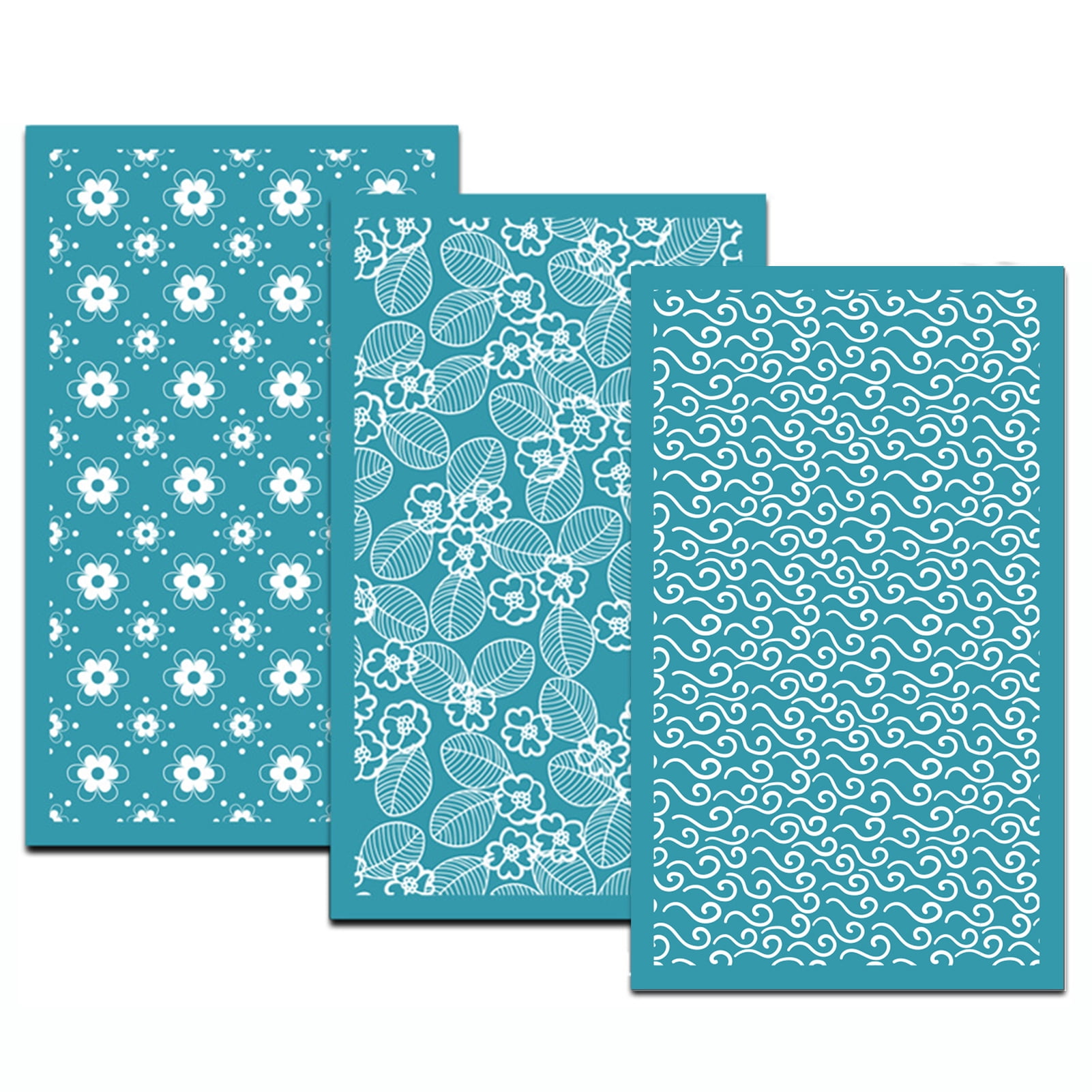 3-Pack Clay Screen Printing Stencils - 12x16cm Polyester Templates For DIY Crafts (Leaves, Animal Prints)