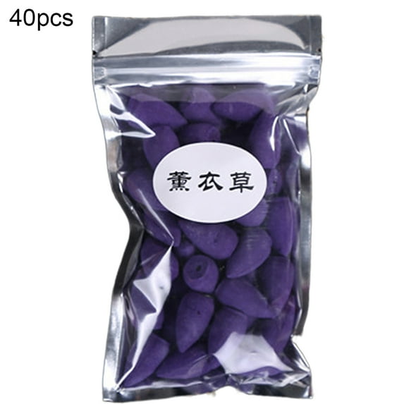Farfi 40Pcs Air Purification Buddhism Smoke Back-flow Incense Cones Scent Aroma Spice (Lavender#)