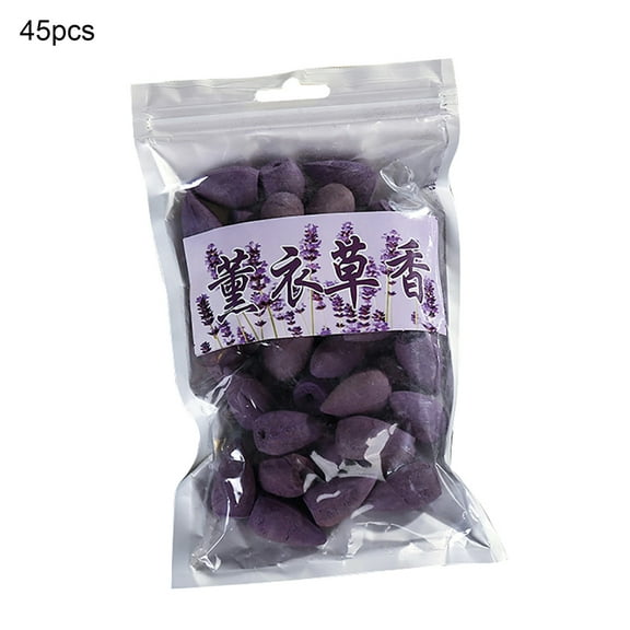 Farfi 45Pcs/Set Incense Cone Natural Back-flow Cone Shape Tiny Tower Incense for Spa (Lavender)