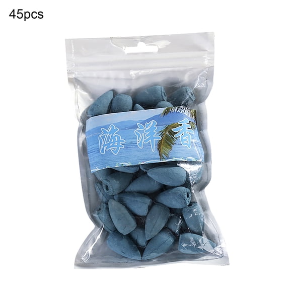 Farfi 45Pcs/Set Incense Cone Natural Back-flow Cone Shape Tiny Tower Incense for Spa (Ocean)