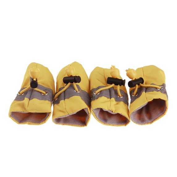 Farfi 4Pcs/Set Dog Cat Winter Warm Rain Boots Protective Pet Sports Anti-Slip Shoes (Yellow,2.56"*2.17")
