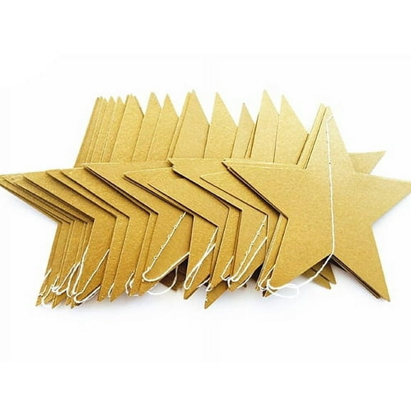 Farfi 4m Long Star String Paper Garland for Wedding Birthday Party Baby Shower Decor (Gold,13 ft)