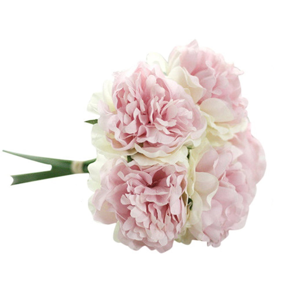 Farfi 5 Heads Artificial Peony Fake Flowers Wedding Bouquet Bridal ...