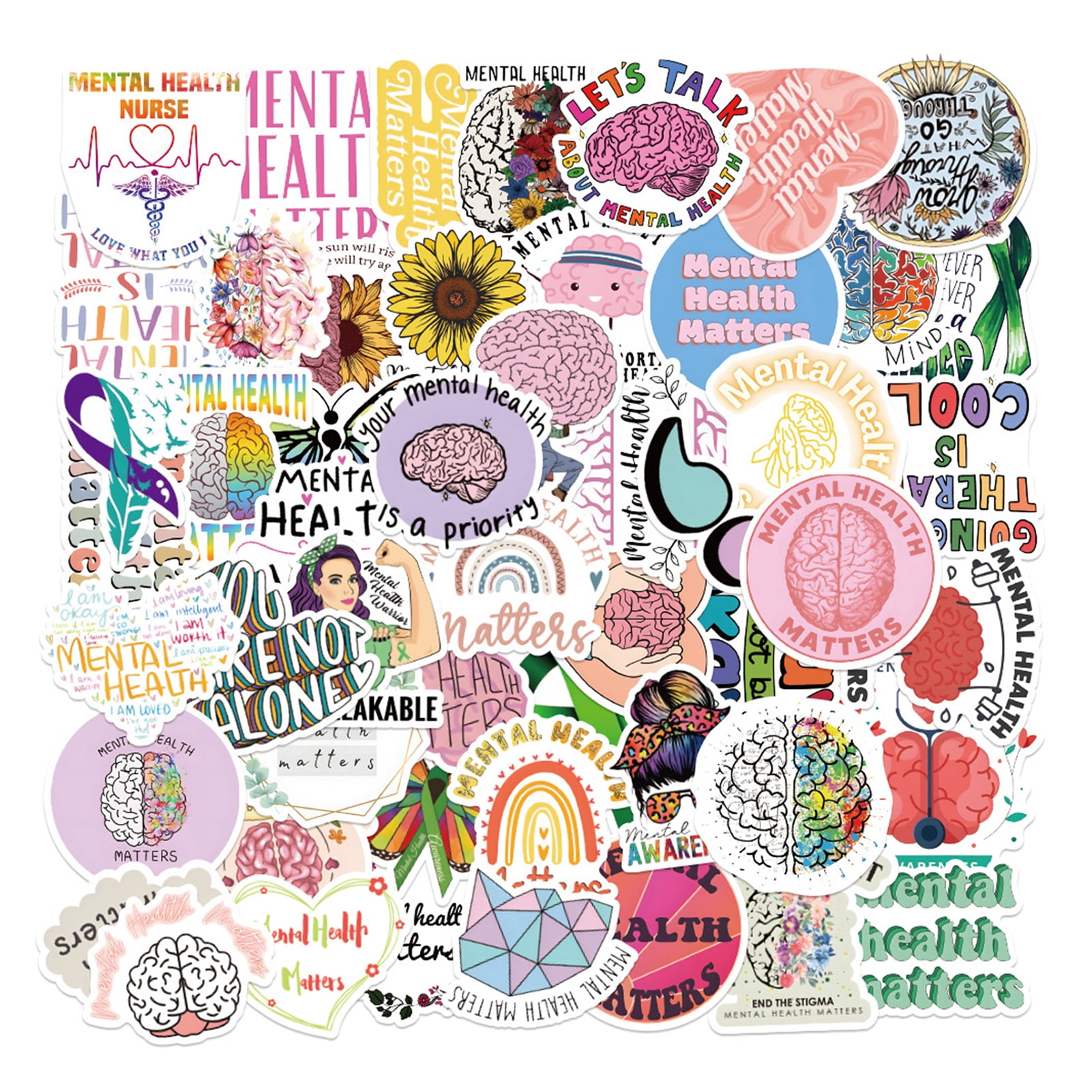 Farfi 50Pcs Doodle Sticker Various Patterns Cartoon Inspirational Self ...