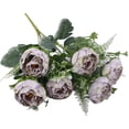 thumbnail image 1 of Farfi 6 Forks Artificial Flower No-Fading No Withering Not Need to Water Realistic Decorative Simulation Peony Flowers for Wedding (Light Purple), 1 of 13