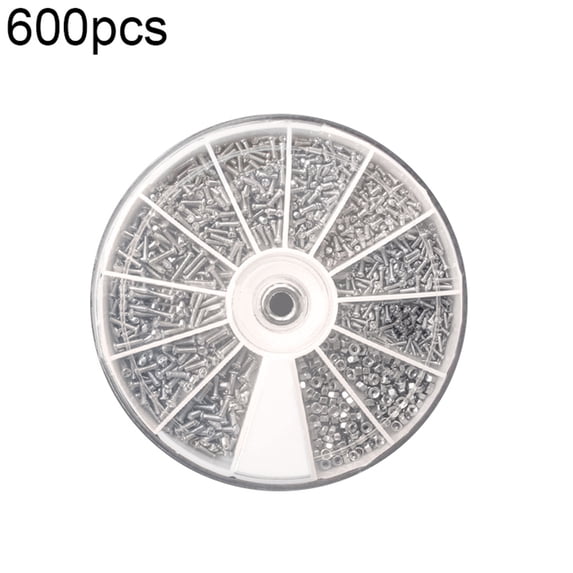 Farfi 600/1000Pcs M1.2/1.4/1.6 Screw Nut Eyeglasses Watch Repair Tool Assorted Kit (600pcs)