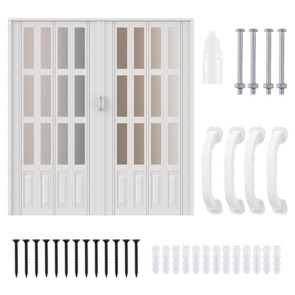 Farfi 72 x 80in Bi Fold Folding Doors, Accordion Doors Interior Folding Door, Acrylic PVC Accordion Door for Closet Bathroom Doorways
