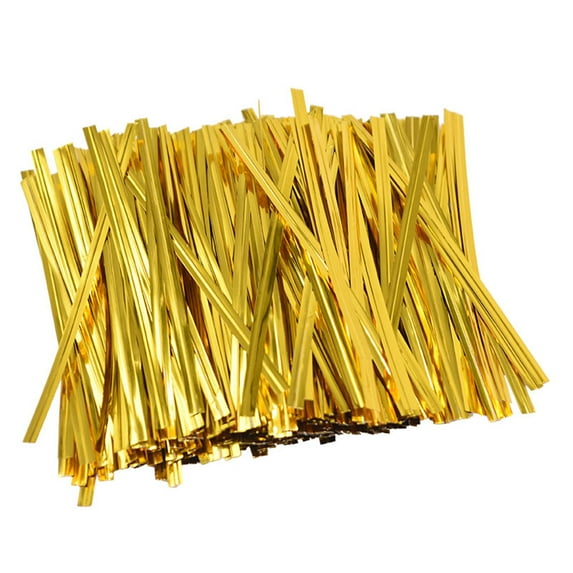 Farfi 760Pcs Baking Bag Twist Ties Packing Rope Dessert Storage Pouch Packaging Strap (Golden)