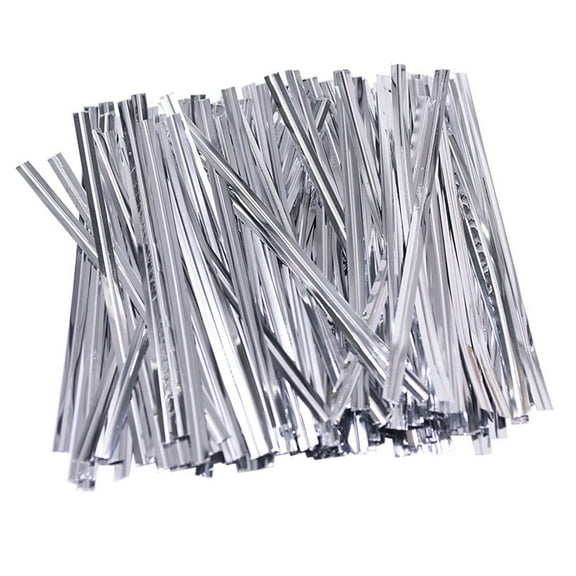 Farfi 760Pcs Baking Bag Twist Ties Packing Rope Dessert Storage Pouch Packaging Strap (Silver)