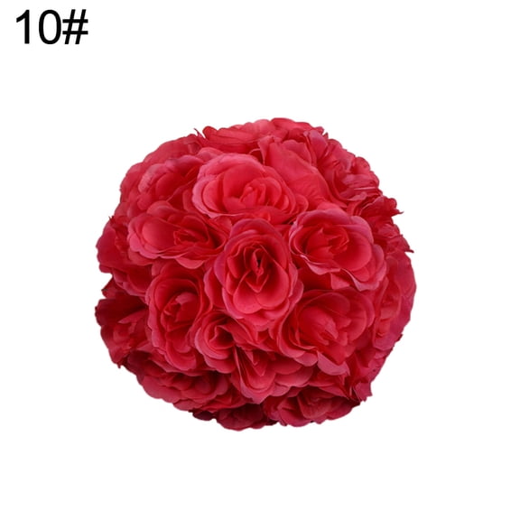 Farfi 7inch Artificial Rose Silk Flower Kissing Ball Wedding Party Mall DIY Decoration (Type 10)
