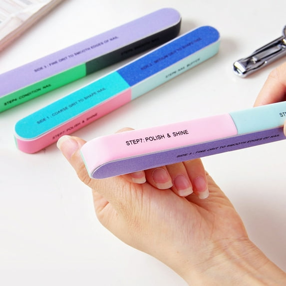 Farfi 8Pcs Nail File Creative Function Print Finger Polishing EVA Emery Board Manicure Tool for Home Use