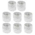 thumbnail image 1 of Farfi 8Pcs/Set Serviette Circles Anti-deformation Rustproof Hollow Design Rhinestone 8 Rows Banquet Cloth Napkin Button for Party (Silver), 1 of 12