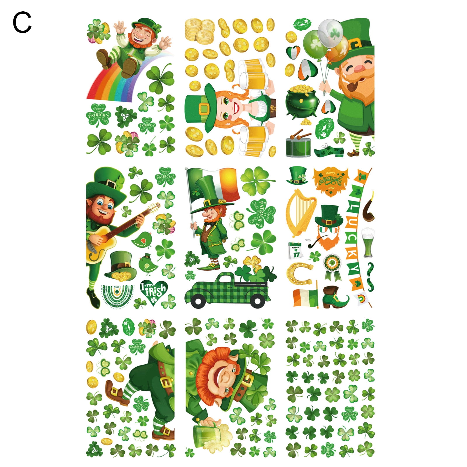 Farfi 9 Sheets Glass Stickers Cartoon Removable Flame Retardant PVC ...