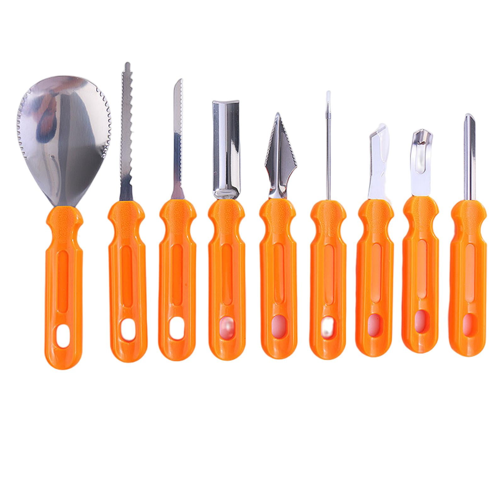 Farfi 9Pcs Halloween Pumpkin Carving Kit Stainless Steel Pumpkin Carving Knife Tool Set with