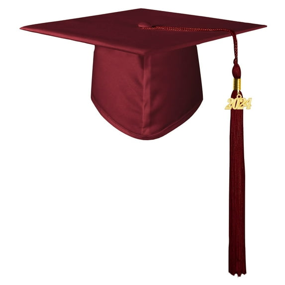 Farfi Adult Graduation Hat with Tassel Solid Color Non-Fading High School Bachelor Graduation Hat Cosplay Prop (Wine Red)
