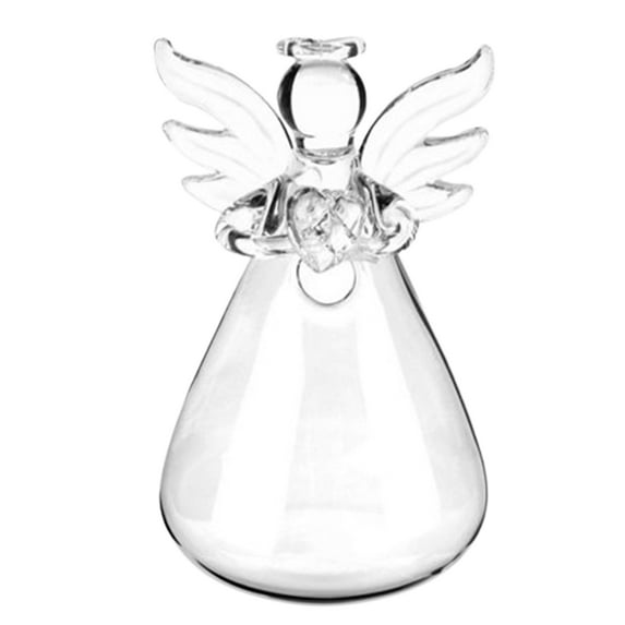 Farfi Angel Design Flower Vase Transparent High Borosilicate Glass Office Decorative Flower Container Patio Decor (Transparent)