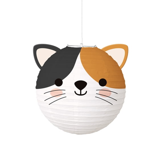 Farfi Animal Lantern Cute Cartoon Decorative Lovely Atmosphere Props Paper Woodland Animal Head Lantern for Festival (Cat)