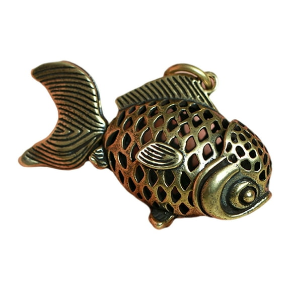 Farfi Anti-fade Key Pendant Vividly Engraved Brass Hollow-carved Carp Keychain Ornament for Home (Animal)