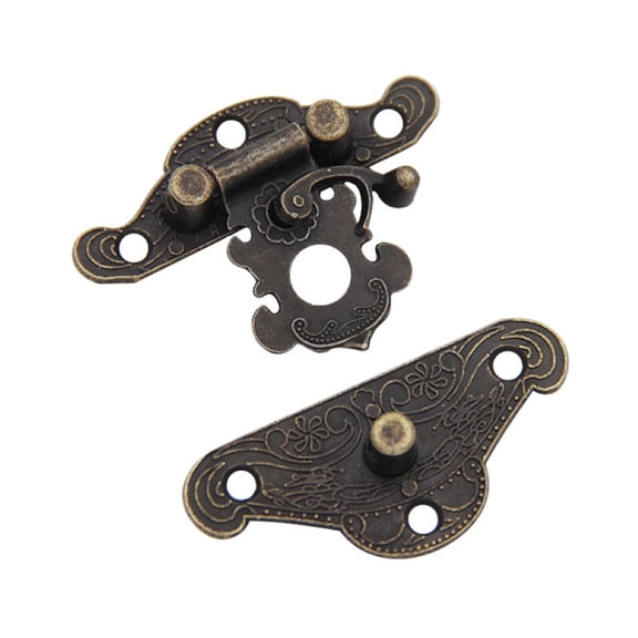 Farfi Antique Vintage Retro Notebook Suitcase Wooden Jewelry Box Latch Hasp Lock Catch (S)