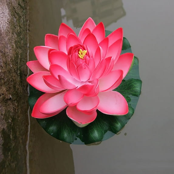 Farfi Artificial Lotus Flower Fake Floating Water Lily Garden Pond Fish Tank Decor (Peach Red)