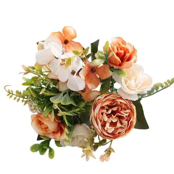 Farfi Artificial Peony Flower UV-resistant Waterproof Long Stem Table Centerpiece Hydrangea Fake Plant Photograph Prop (Orange)