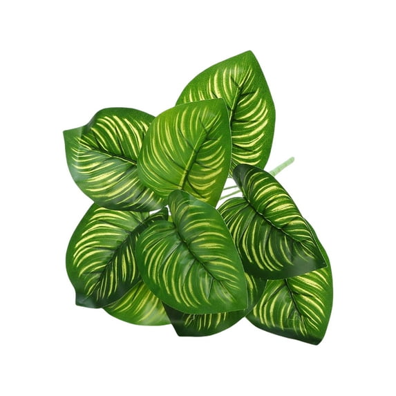 Farfi Artificial Plant Realistic Vivid Not Wither Non-fading Easy Care Wall Decoration DIY Turtle Back Leaf Fake Green Plant Potted Ornaments for Living Room (Type E)