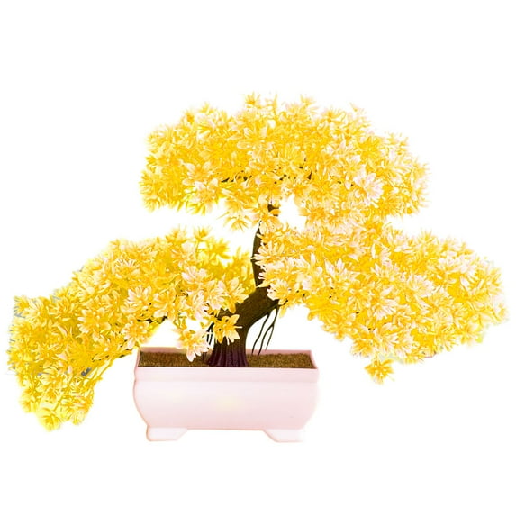 Farfi Artificial Tree Plant Bonsai Garden DIY Holiday Party Home Hotel Desktop Decor (Yellow)