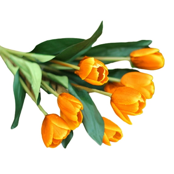 Farfi Artificial Tulip Vivid Real Touch Feeling 7 Colors Artificial Tulip Flowers for Household (Orange)