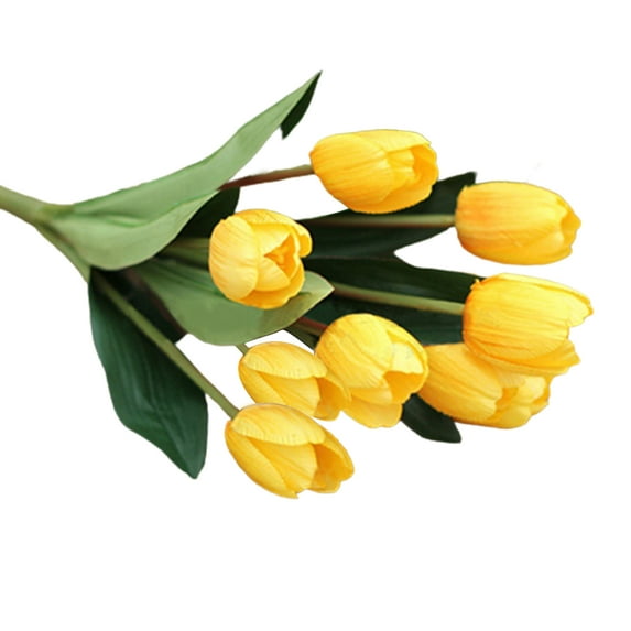 Farfi Artificial Tulip Vivid Real Touch Feeling 7 Colors Artificial Tulip Flowers for Household (Yellow)